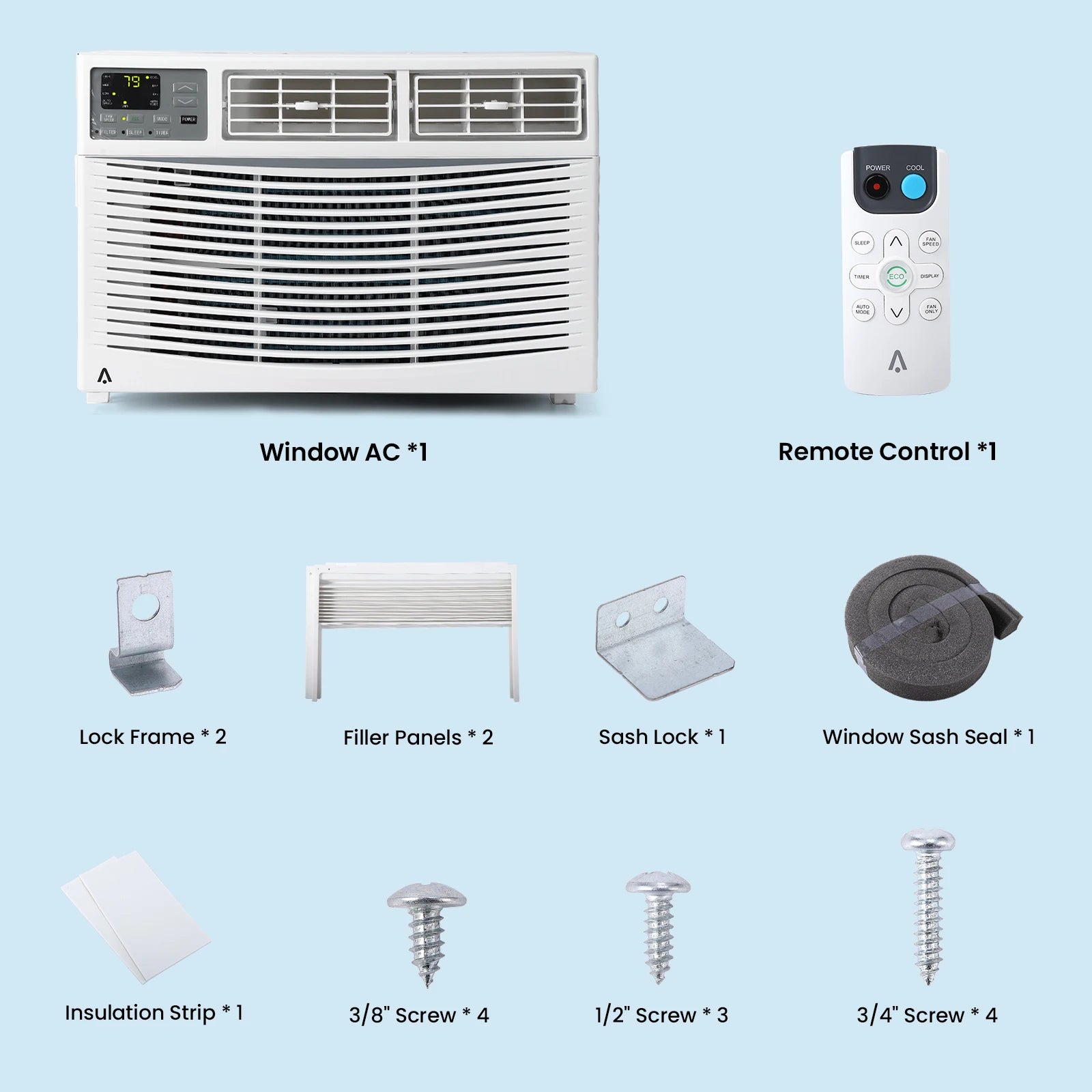 Climatiseur de fenêtre intelligent 8000 BTU avec Wi-Fi, télécommande et contrôle - 3-en-1 avec déshumidificateur, 3 vitesses de ventilation, minuterie 24H - pour chambre, bureau ou maison, ultra silencieux et efficace, jusqu'à 32,5 m²