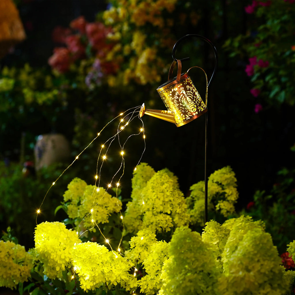 1PC Enchanted Solar Fairy Lamp Outdoor Whimsical Iron Kettle Design with Auto Dusk-to-Dawn Sensor IP65 Garden Light for Pathway