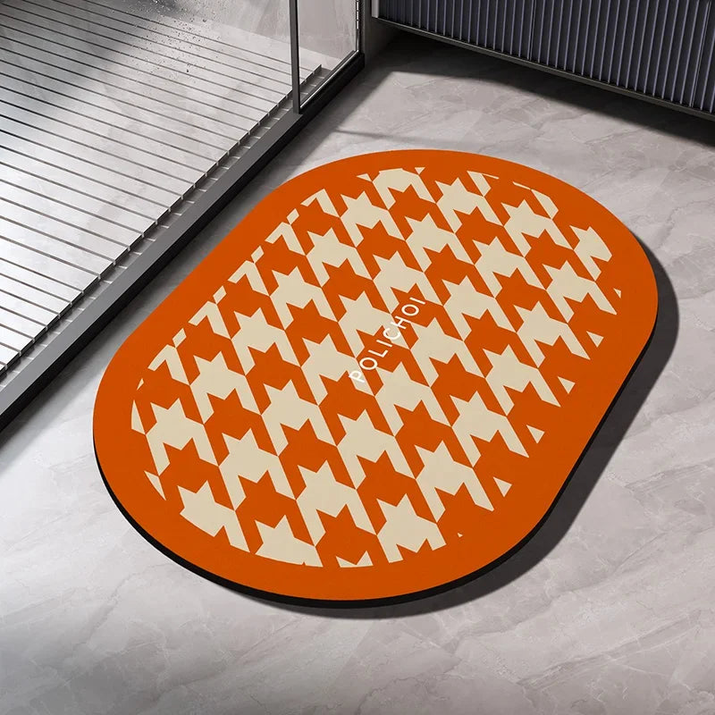 VIKAMA Premium Diatomaceous Earth Bathroom Mat Absorbent Quick-Dry Foot Mat Bathroom Shower Area Anti-Slip Rug Home Decor