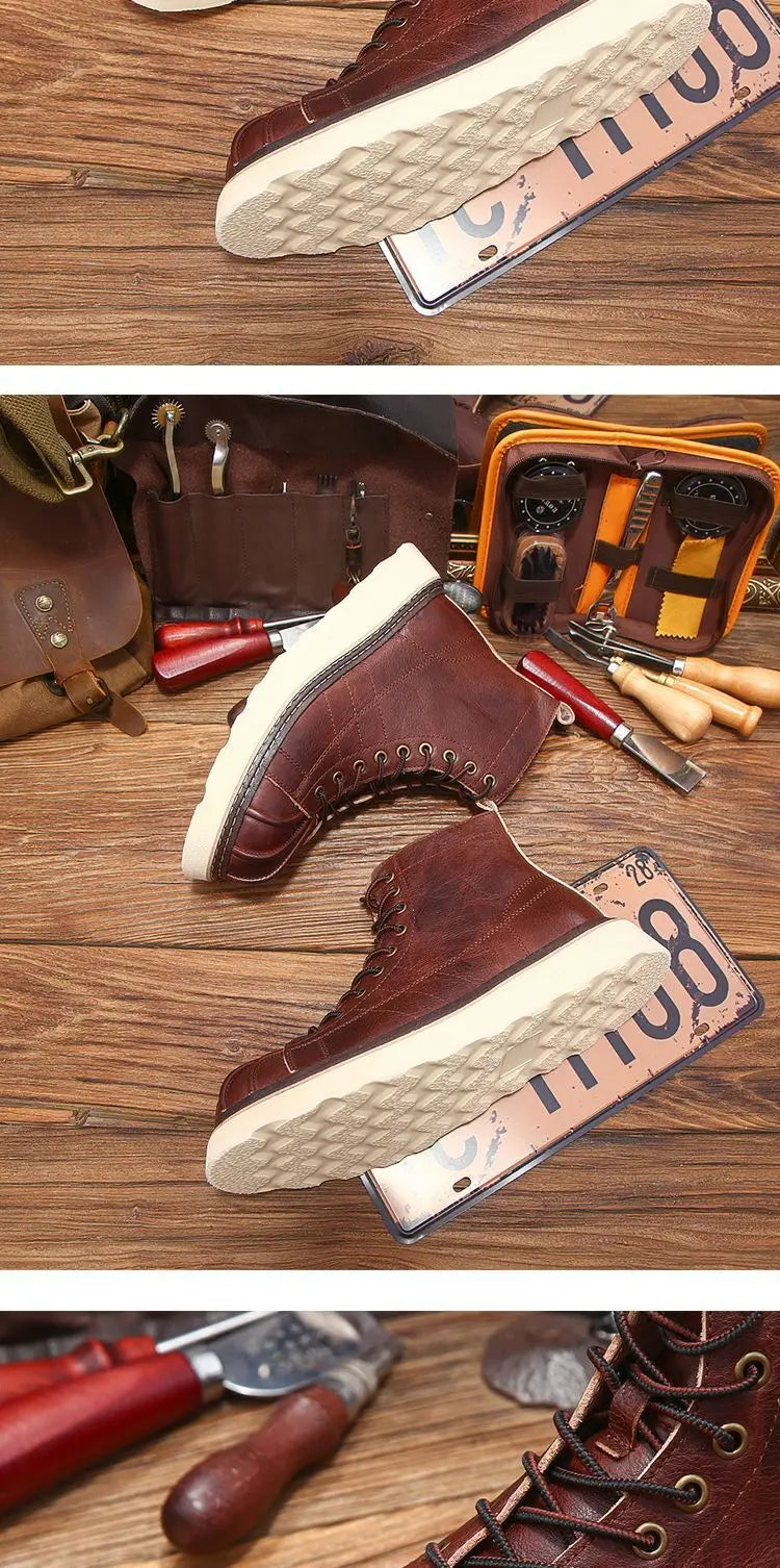 New Fashion Vintage British Men Leather Shoes Casual Round Toe Ankle Boots Spring Autumn Business Dress Chelsea Boots