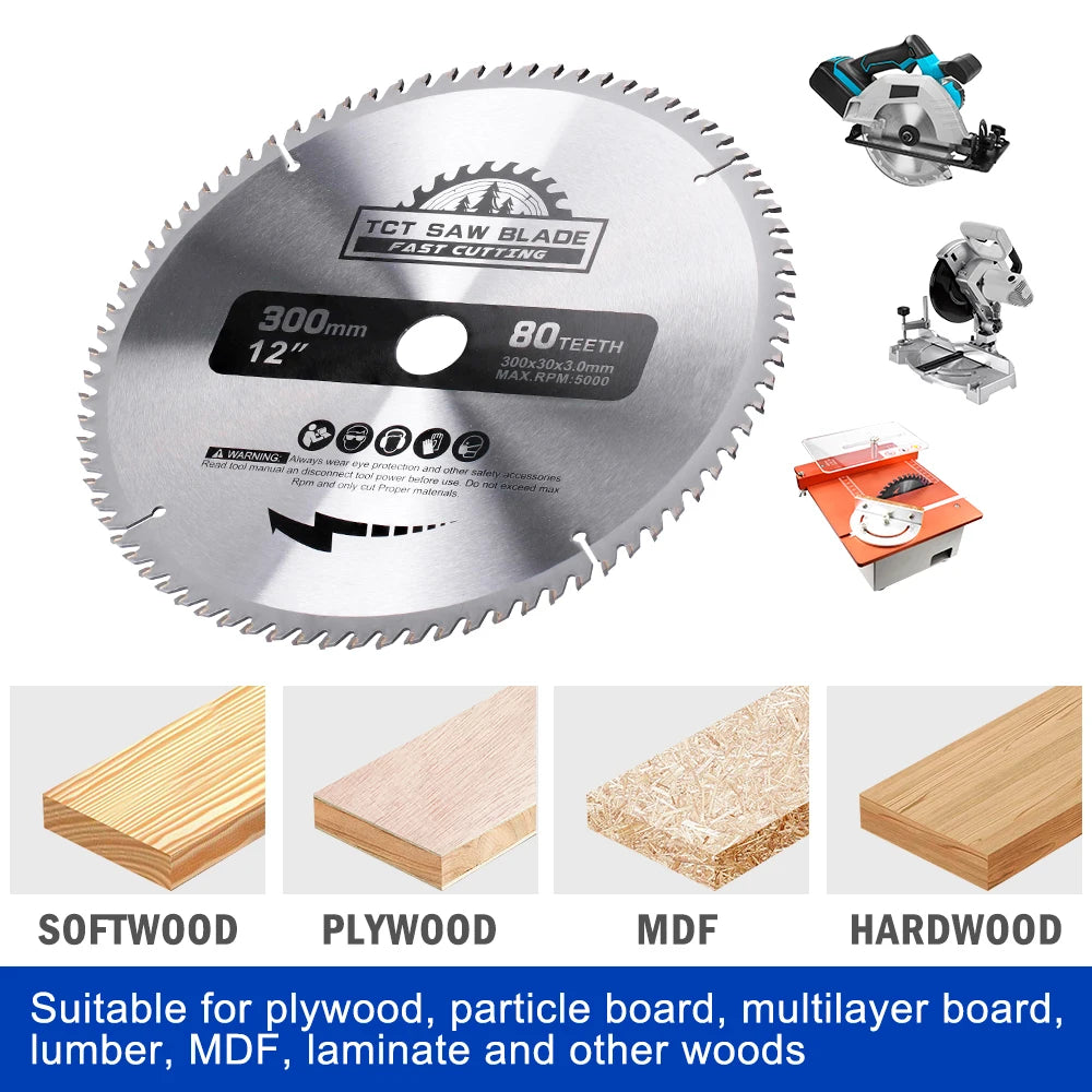 XCAN Wood Saw Blade 230 235 250 254 255 300mm TCT Wood Cutting Disc Carbide Circular Saw Blade for Woodworking