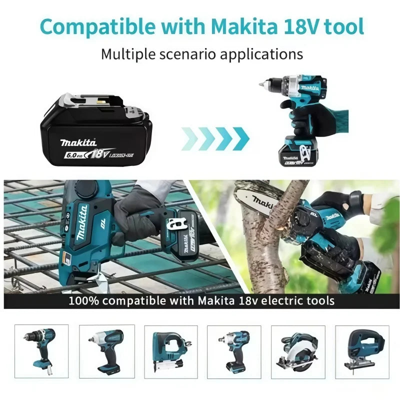Genuine Makita 18V LXT 6.0Ah Li-ion Rechargeable Battery, Replacement for BL1840 BL1850 BL1860 Power Tool Battery