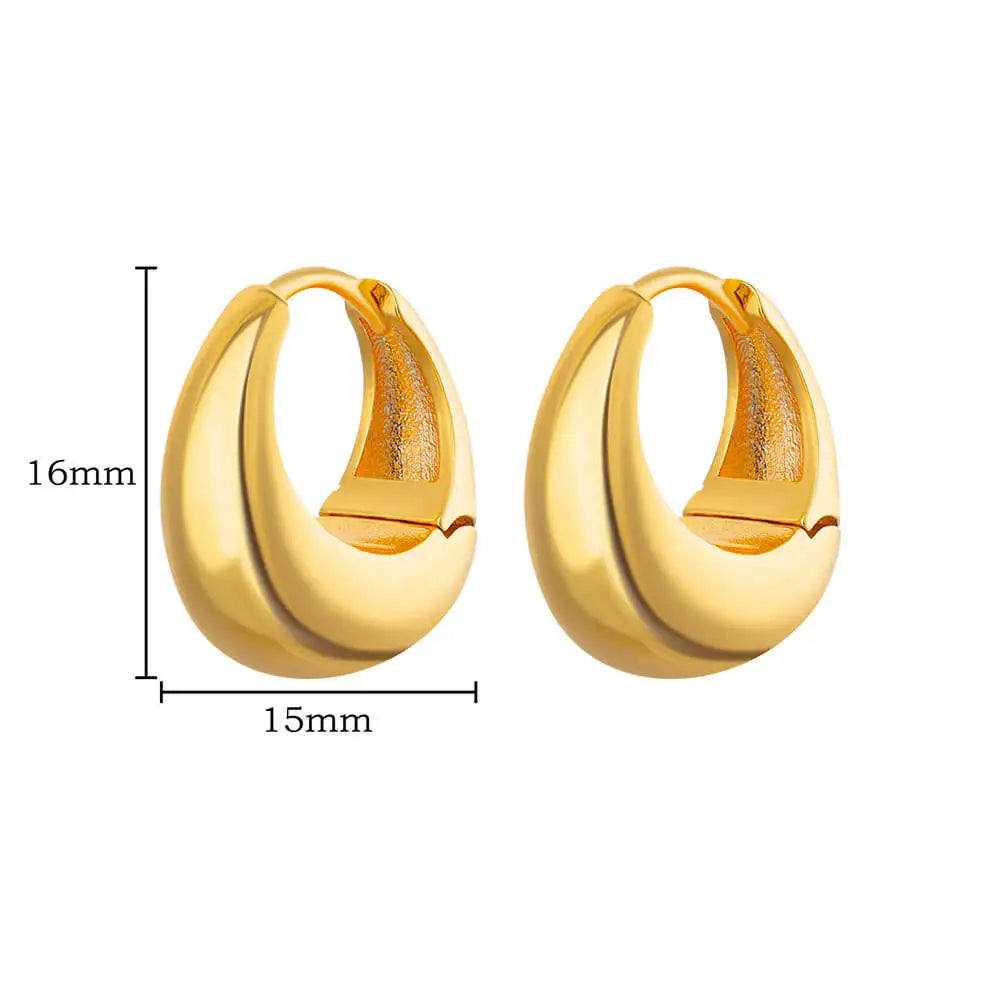 Vintage Chunky Round Earrings For Women Gold Color Stainless Steel Twisted Hoop Earring Statement Wedding Christmas Jewelry Gift