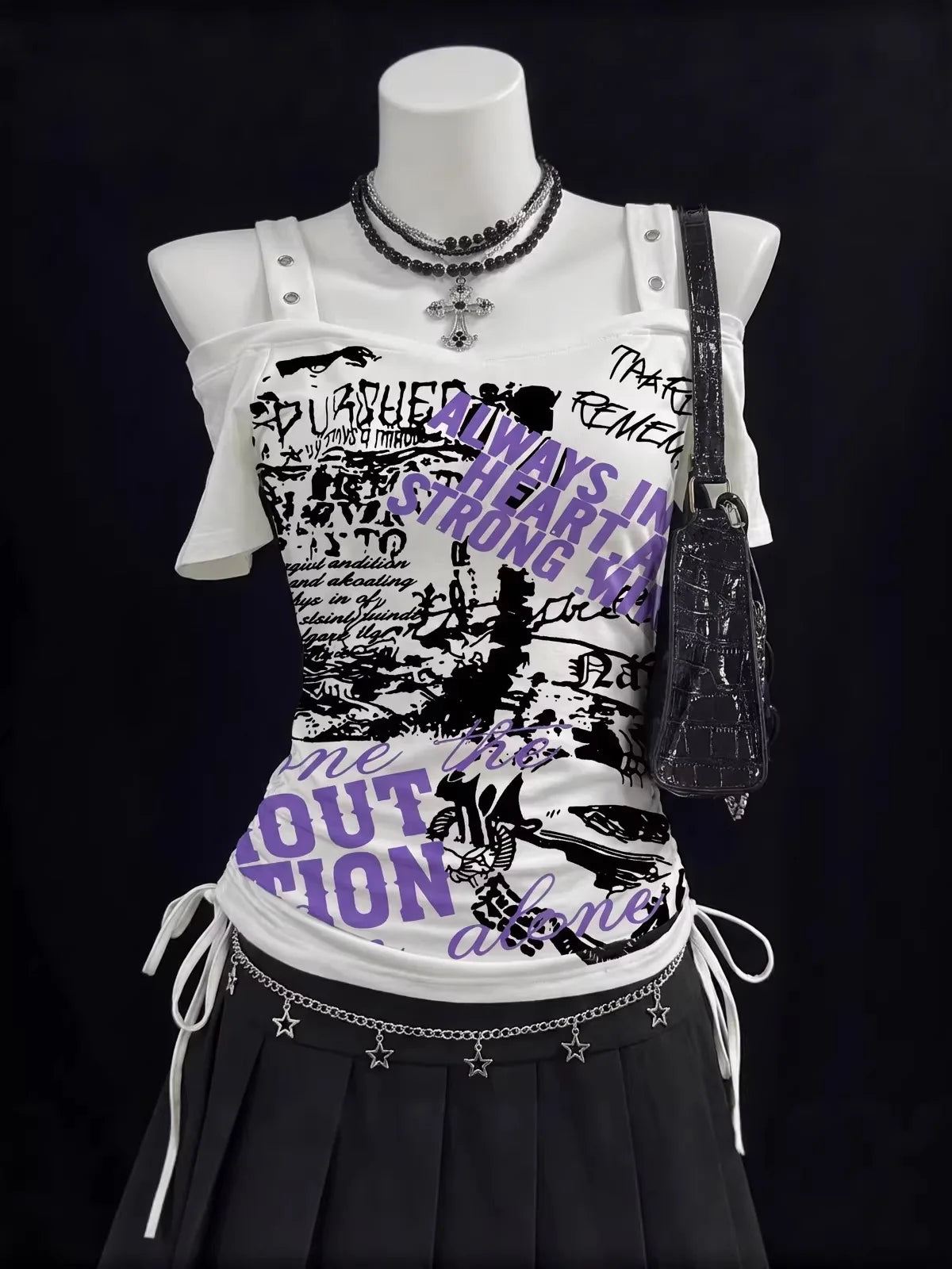 Y2K Japanese Streetwear Polo Shirt Women Slim Crop Tee 2025 White Short Sleeve Tops Letter Badge Houndstooth Vintage Harajuku