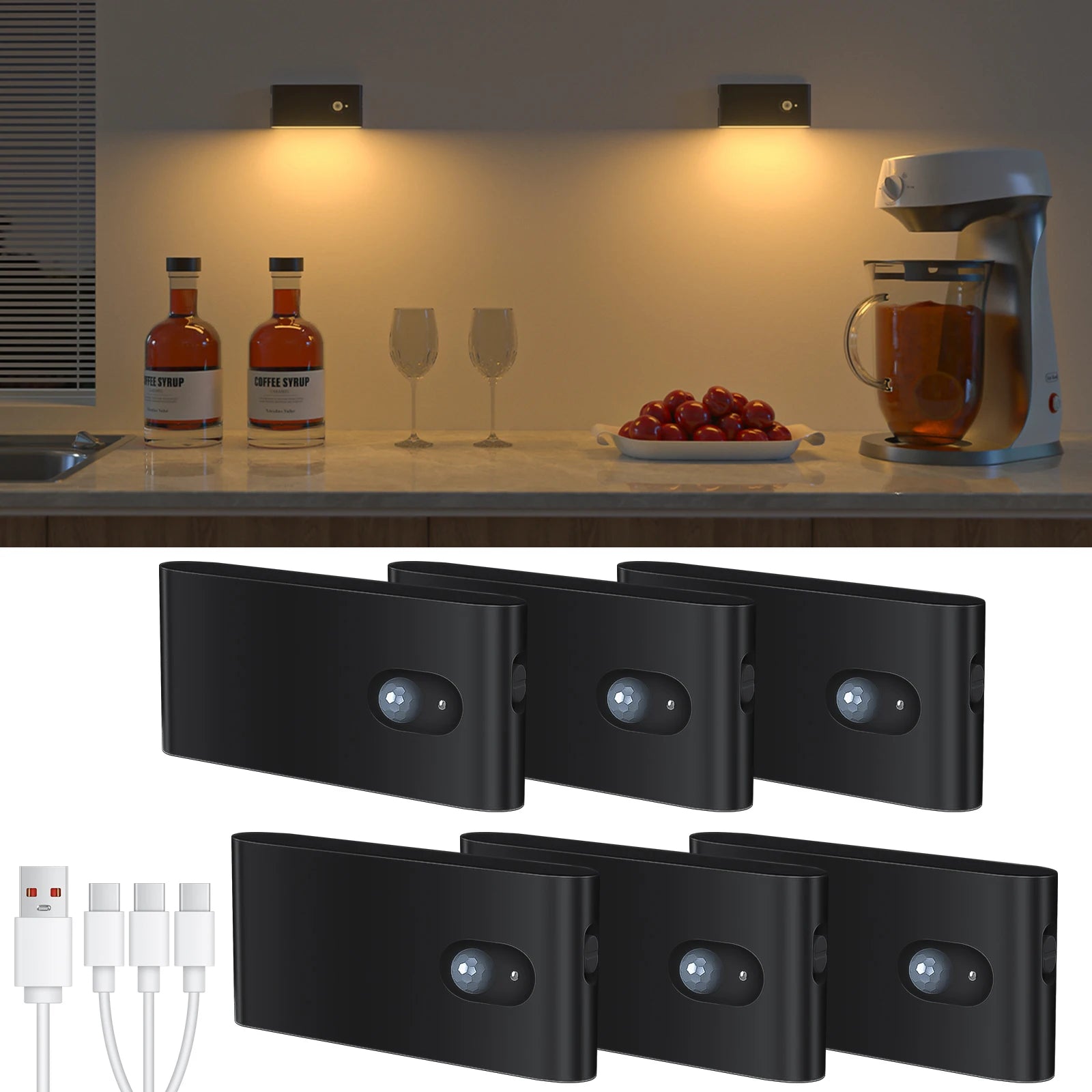 WILLED Veilleuse à détecteur de mouvement Blanc chaud Lampe d'escalier intérieure rechargeable pour couloir, escalier, salle de bain, chambre, cuisine