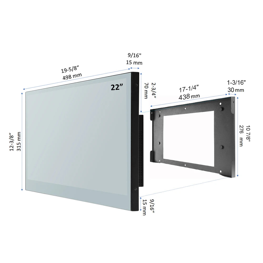 Souria 22 inches Smart Magic Mirror Waterproof TV for Bathroom Hotel DTV Tuner WiFi Bluetooth Built-in Apps Store ATSC DVB-T T2