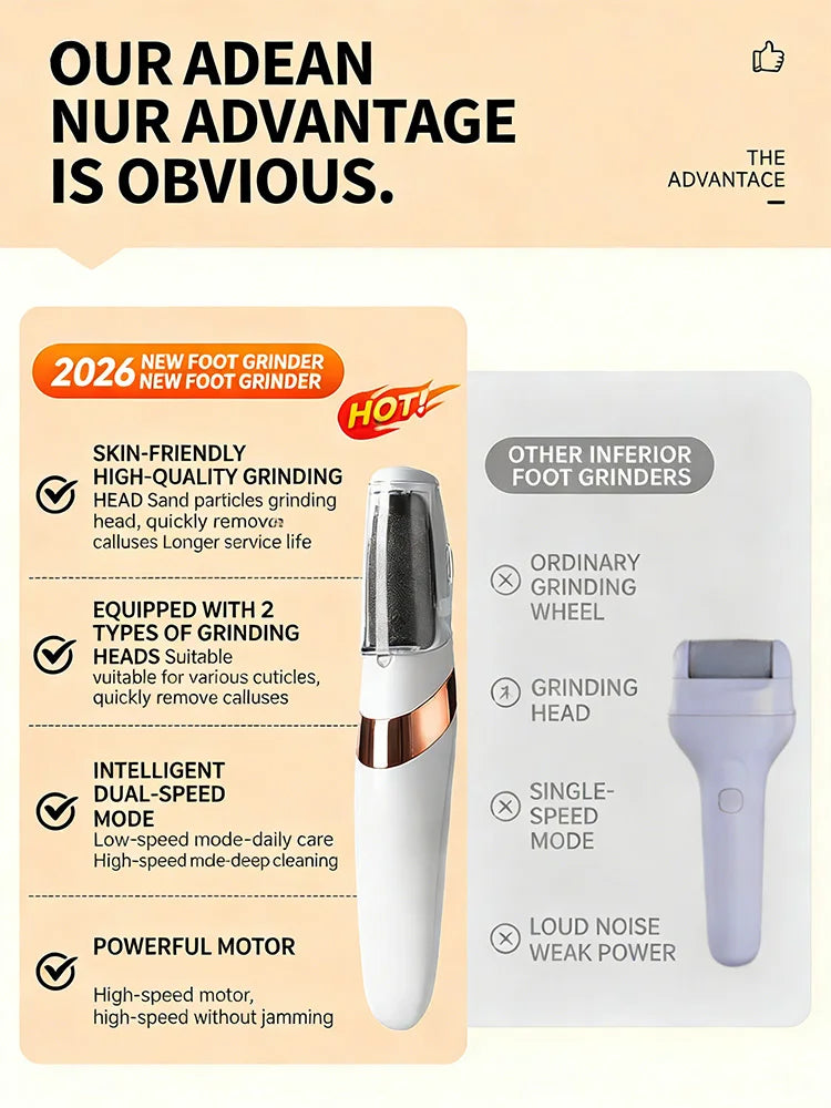 Automatic foot file, removes calluses, foot beauty device, callus remover, foot scrubber, foot care tool, unisex.