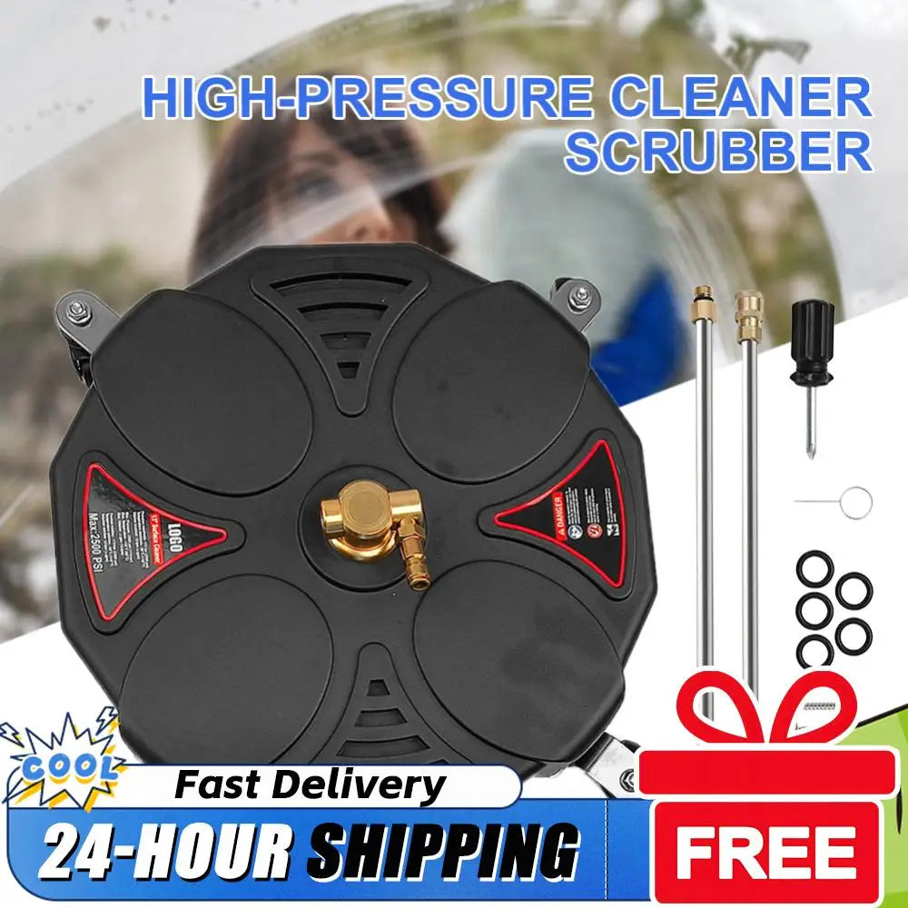 New 13 Inch Pressure Washer Surface Cleaner with 4 Wheels 1/4 Quick Connect Professional 2500PSI Patio Cleaner Car/Floor Washer