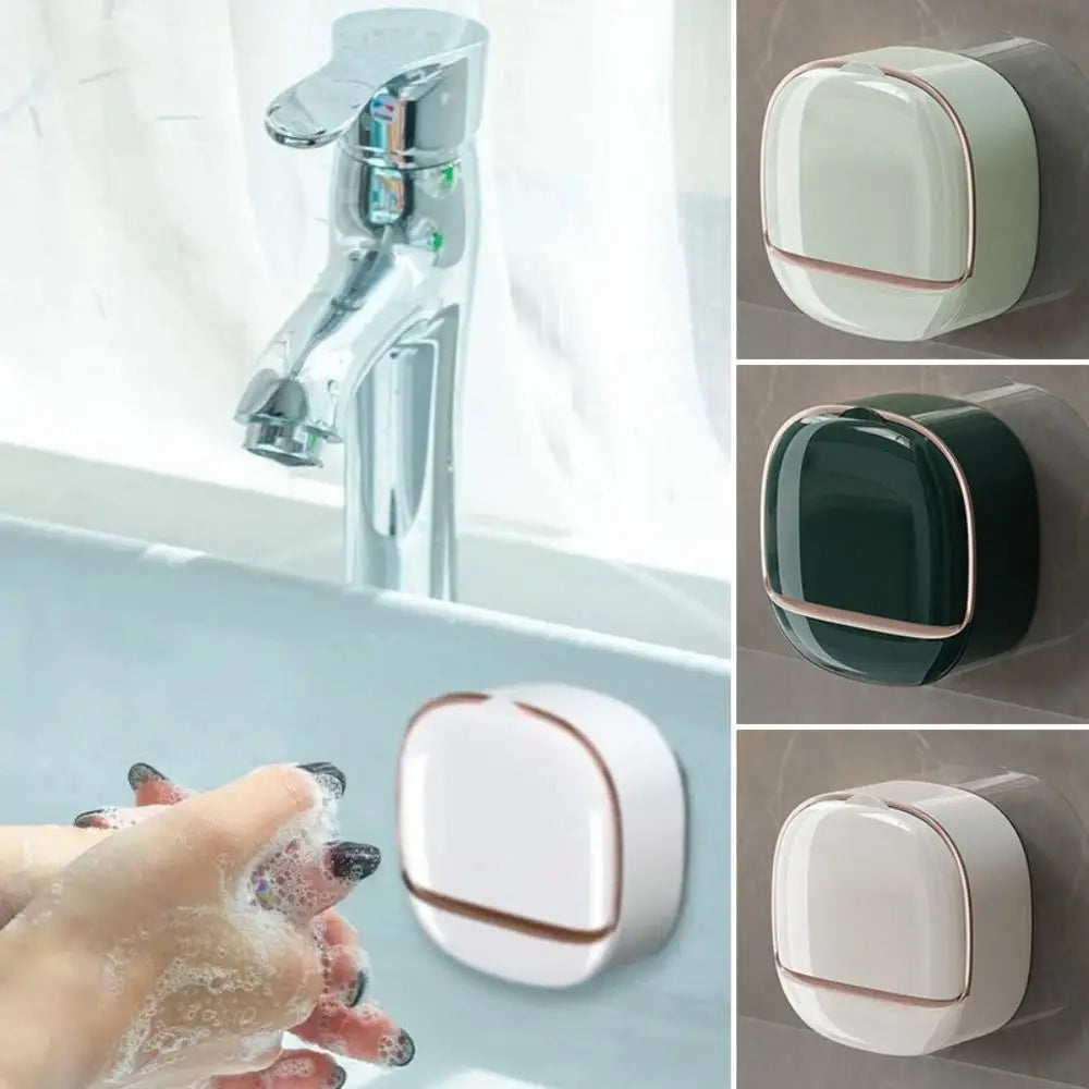 Porte-savon mural avec boîte de drainage étanche sans perforation pour salle de bain boîte de rangement pour savon accessoires de salle de bain