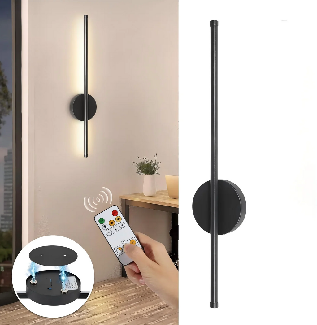 2PCS Battery Operated Wall Sconces Wireless Rechargeable Lamp Black with Remote Control Dimmable Cordless Wall Light Decor Room