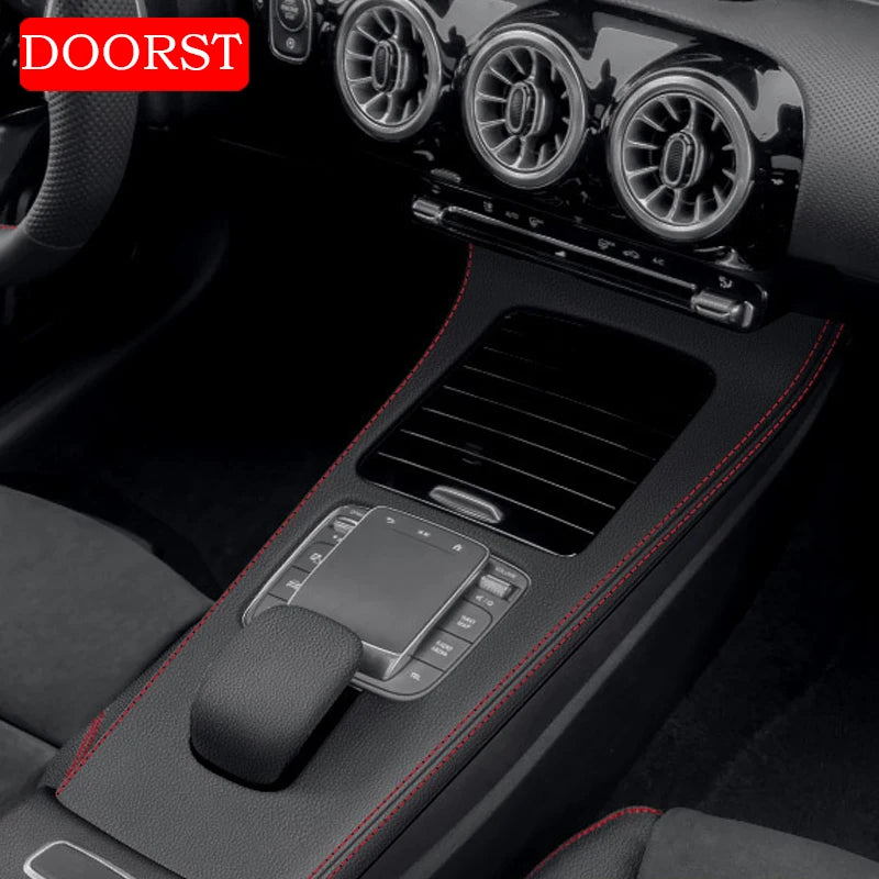 Car Center Console Leather Style Panel Cover Trim Panel Frame Interior Acccessories For Mercedes Benz A CLA Class W177 C118 AMG