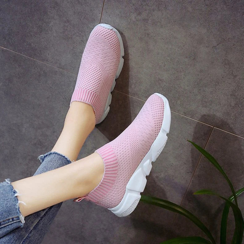 Sneakers Women Shoes Knitting Sock Sneakers Women Slip On Laides Walking Shoes for Woman Loafers Flats Tenis Famela Plus Size
