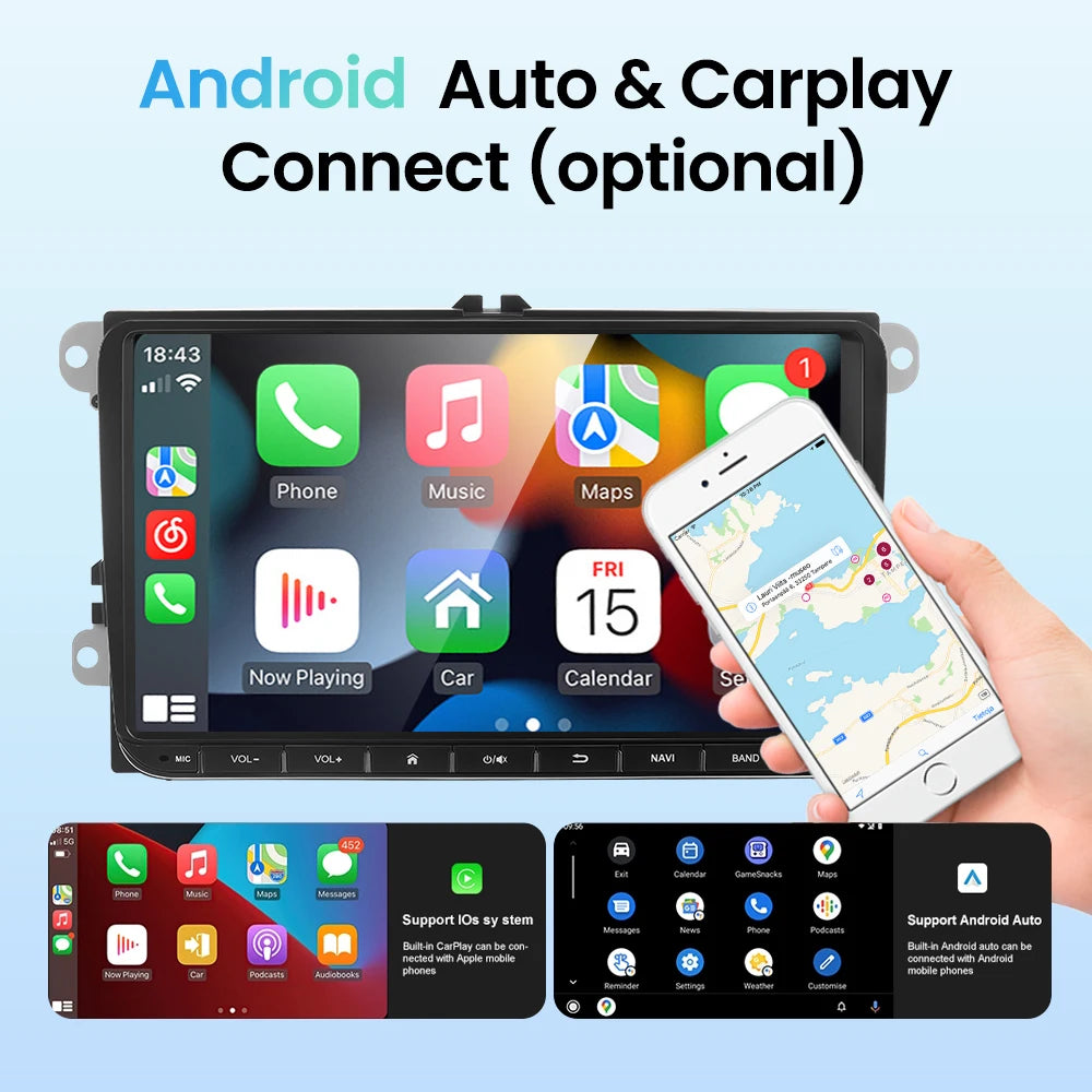 GEARELEC 9 "Car Radio For VW Golf Passat B6 B7 Skodas sat Octavia Polo Tiguan 2 Din wireless Android 13 CarPlay Android RDS Auto DSP BT 4G GPS Car Multimedia Player For Volkswagen