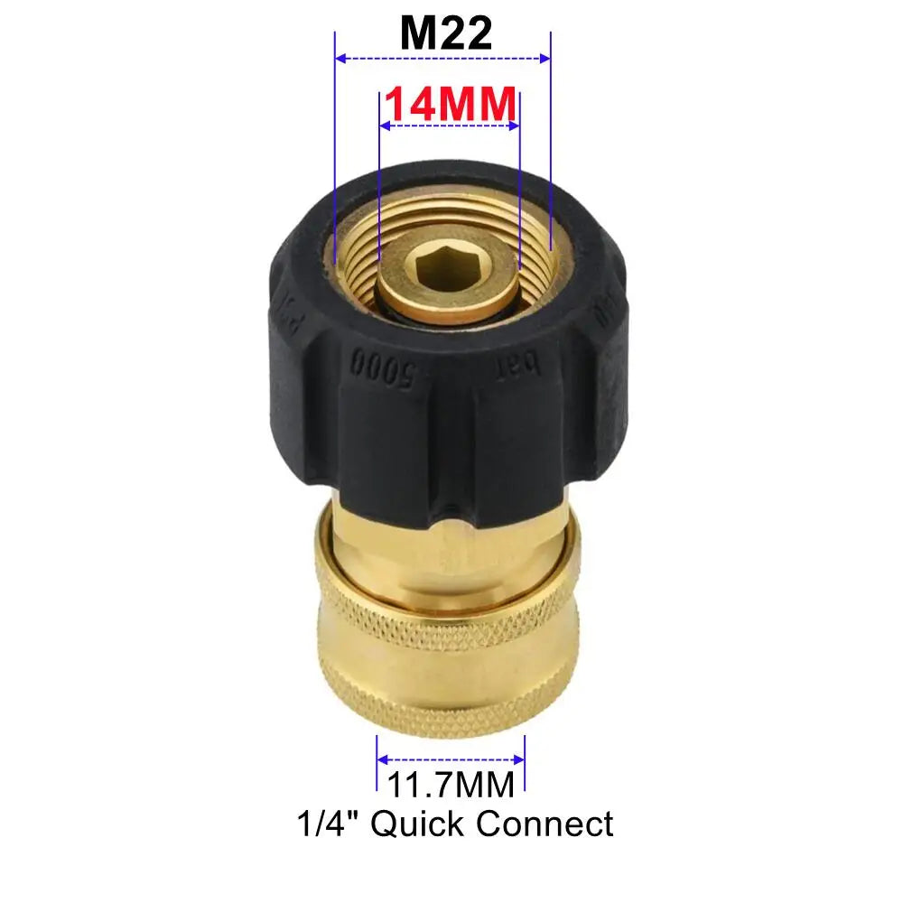 Swivel M22 To 1/4" Quick Connect Hitch For High Pressure Wash Gun To Hose Adaptor Connection