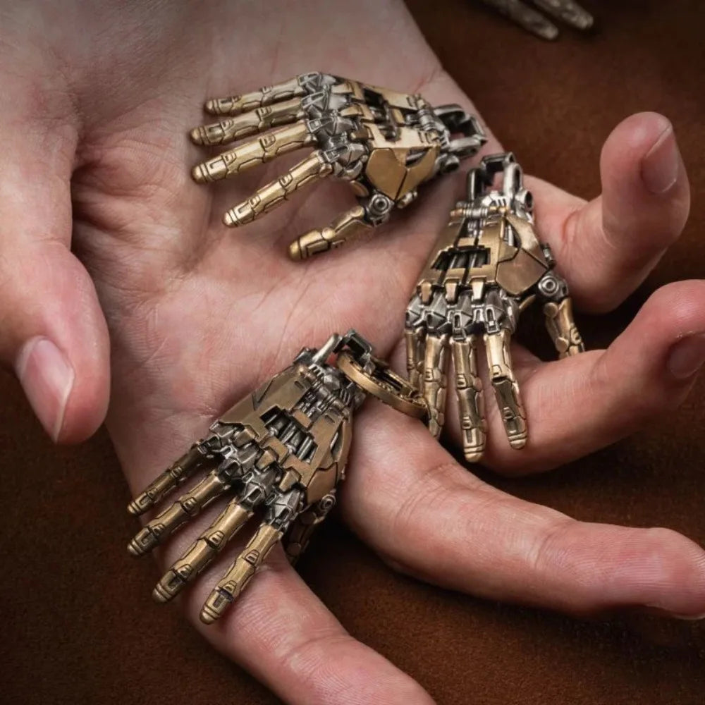 Robot Hand With Movable Fingers Mechanical Bionic Hand Pendant Car Interior Hanging Ornament EDC Charm Display Decoration