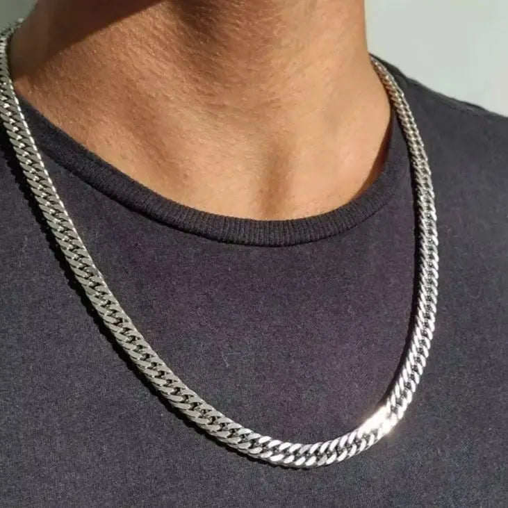 Punk  Chunky Cuban Chain Necklace for Men,Silver Gold Color Stainless Steel Miami Link Collar,Vintage Hip Hop Jewelry Gift