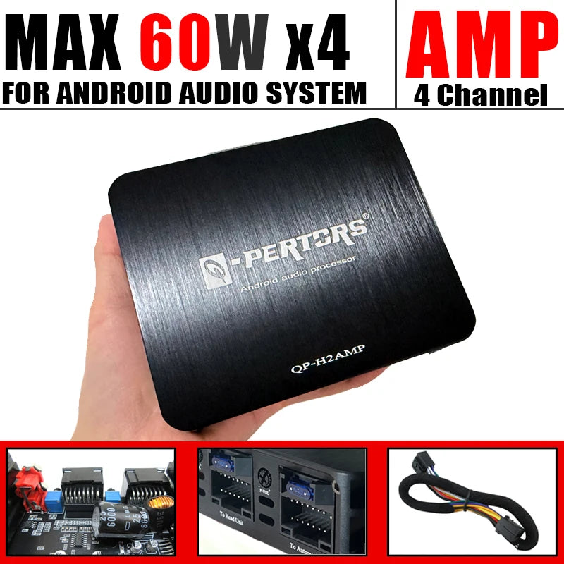 4-Channel Car Amplifier (60Wx4) 240W Max Power for Large Display Android Devices Audio Subwoofers and Speakers Car Stereo AMP