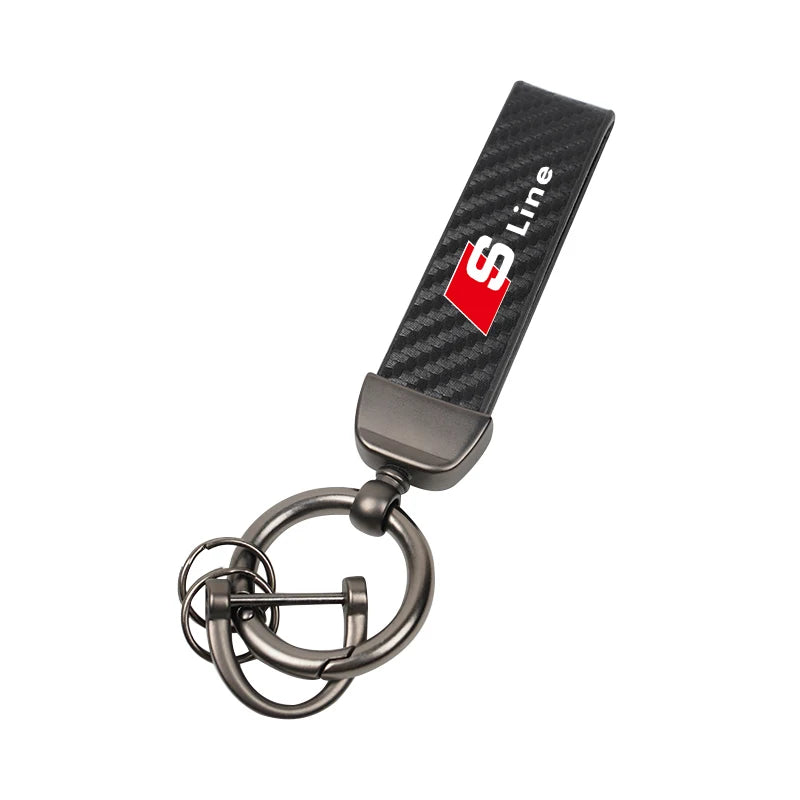 Car Carbon Fiber Keychain Zinc Alloy Keyrings Accessories For Audi Sline A3 A4 A5 A6 A7 A1 A2 A8 Q1 Q2 Q3 Q4 Q5 Q6 Q7 Q8 TT RS3