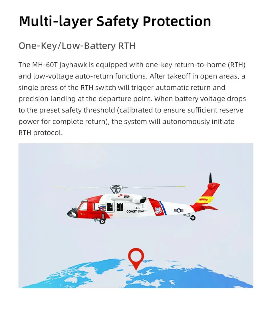 FLYWING MH-60T Jayhawk Scale Helicopter 470 Class LED Light ACE Controller MH60T rc Helicopter MH60 helicopter with GPS ATT mode