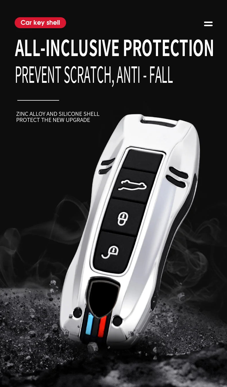 Zinc Alloy Car Smart Key Case Cover Shell Fob for Porsche New Cayenne Panamera 911 992 Taycan Car Protect Interior Accessories