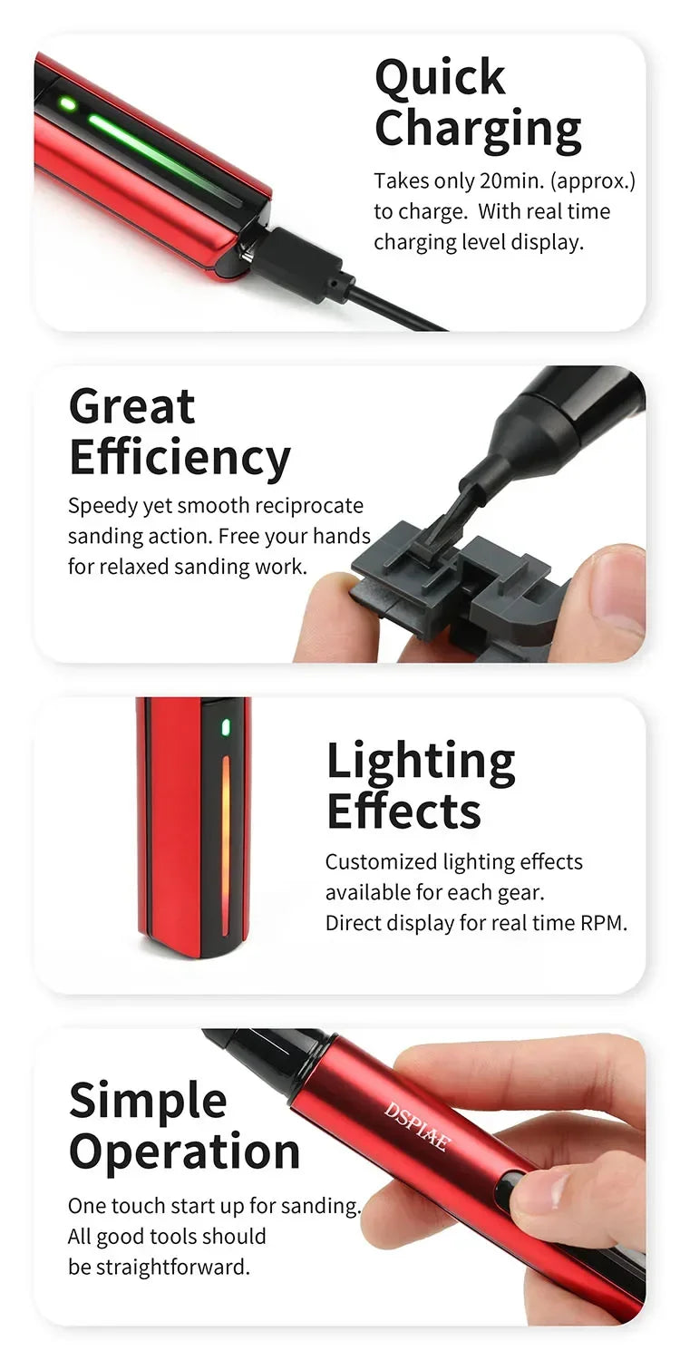 DSPIAE DIY ES-A Reciprocating Sander Electric Grinding Pen Plastic Model Sanding Paper Head for Military Model Craft Tools Hobby