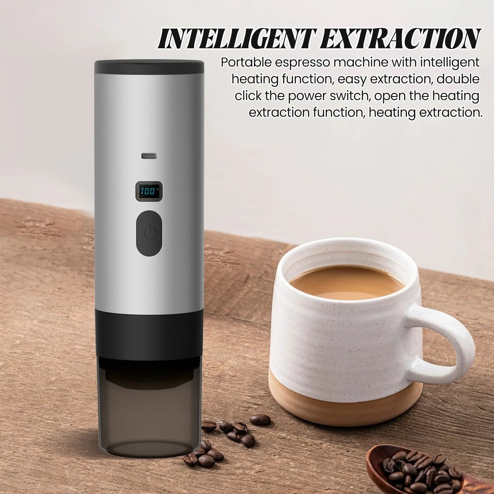 Cafetière à Capsules Électrique Portable Machine à Expresso sans Fil Pompe Chauffante Cafetière de Voyage et de Voiture 3 en 1