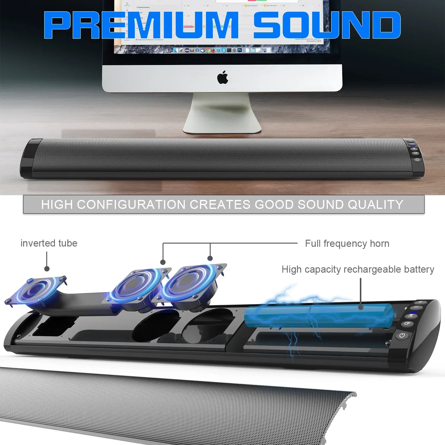 BS-41 120W Wireless Bluetooth Sound Wall mounted Home Theater Wireless Remote Control Desktop Long Bar subwoofer Sound System