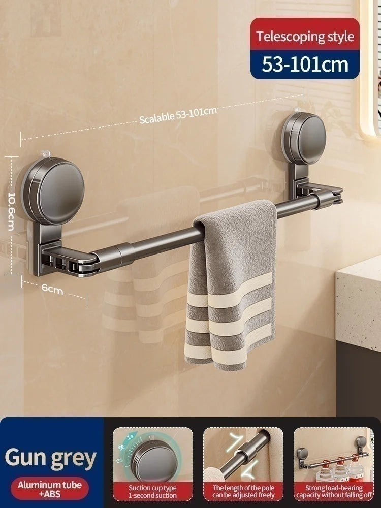 Porte-pantoufles extensible avec ventouse pour salle de bain, douche, tringle télescopique réglable sans perçage, tringle à serviettes, tringle de cuisine