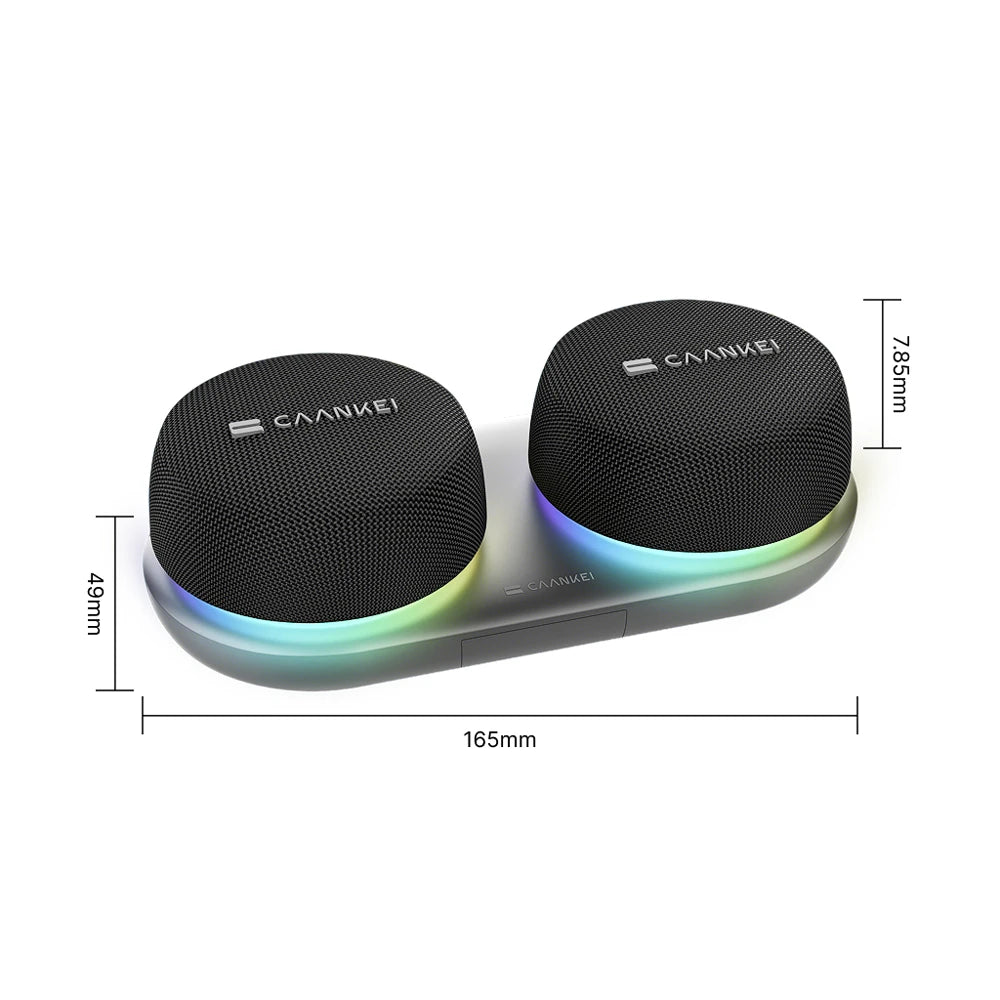Dual Bluetooth Speaker Set with Magnetic Base & Phone Stand TWS Stereo Sound 10H Playtime RGB Music Sync Lights for Home Theater