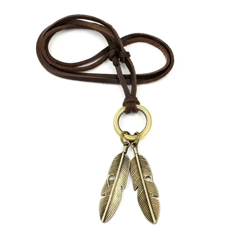 Vintage Men Women Triangle Adjustable Leather Cord Necklace Pendant Jewelry Christmas Gift Initial Necklace