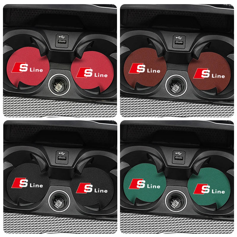 2Pcs Suede Car Water Cup Bottle Holder Anti-slip Mat Pad For Audi Sline A3 A4 A5 A6 A7 A1 A2 A8 Q1 Q2 Q3 Q4 Q5 Q6 Q7 Q8 TT RS3