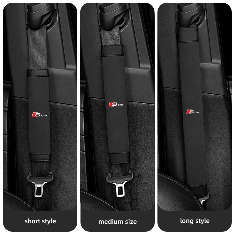 1Pcs Car Seat Belt Cover Shoulder Mat Suede Cushion For Audi Sline A3 A4 A5 A6 A7 A1 A2 A8 Q1 Q2 Q3 Q4 Q5 Q6 Q7 Q8 TT RS3 S5 B8