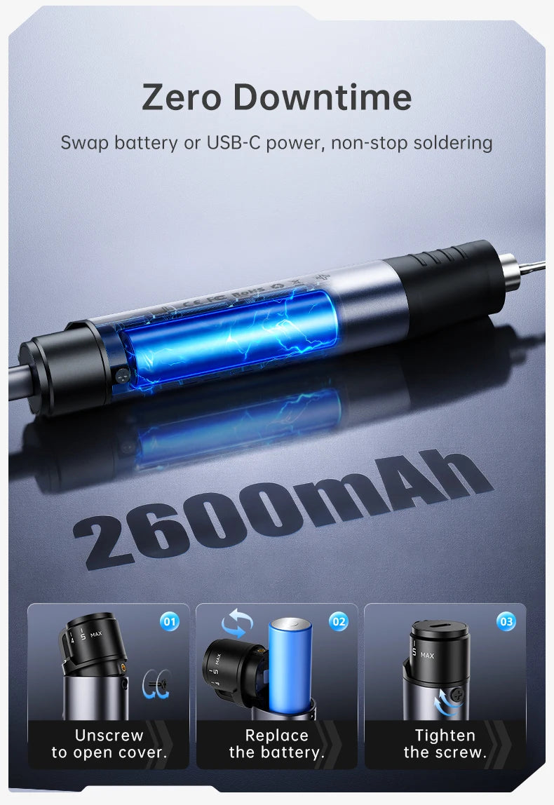 FNIRSI HS-03 Portable Heating Tool 2600mAh Replaceable Battery USB C Fast Heating 3 Level Temperature Adjustable Device