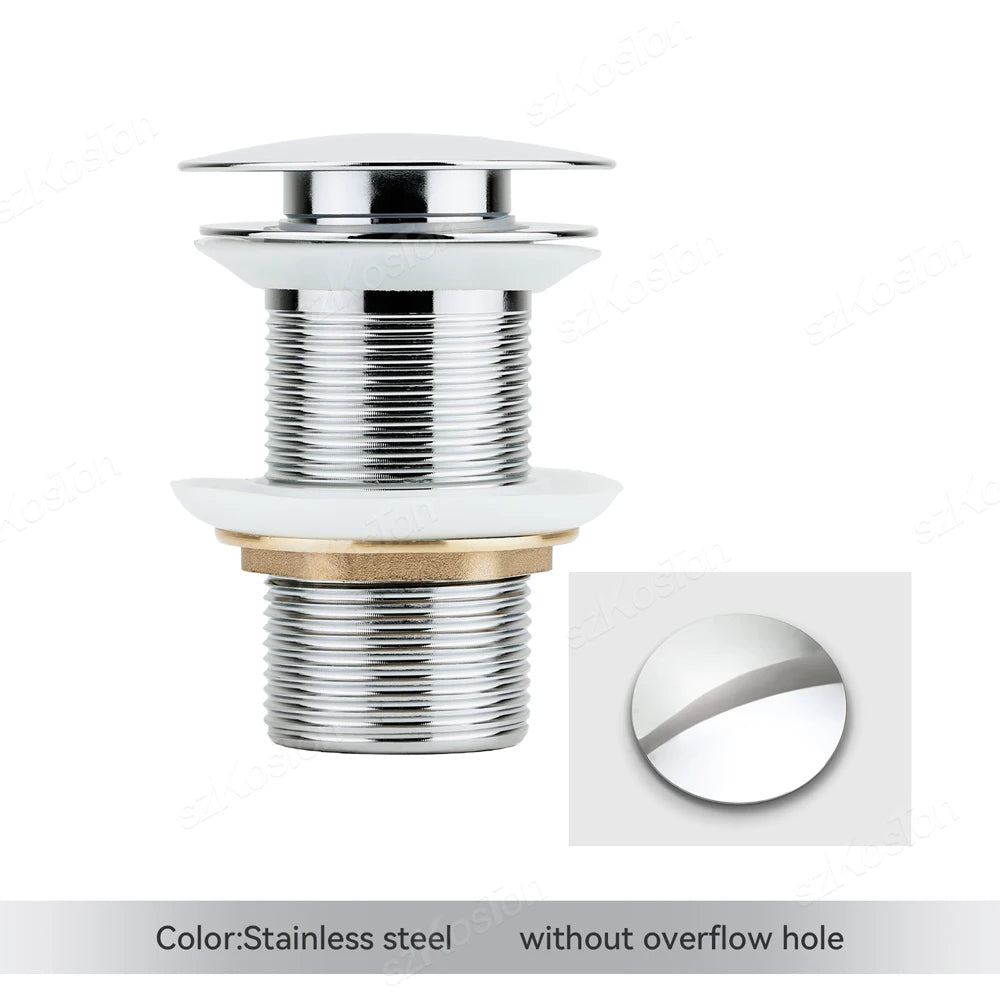 Bathroom Basin Sink Brass Pop Up Drain Waste Stoppers With or Without Overflow Hole Washbasin Bathroom Faucet Accessories