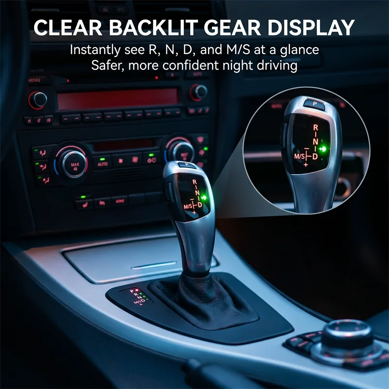 Replacement for BMW 1 series E81 E82 E87 E88 2004-2011 LED Gear Shift Knob Automatic Gear Shifter Lever Handle