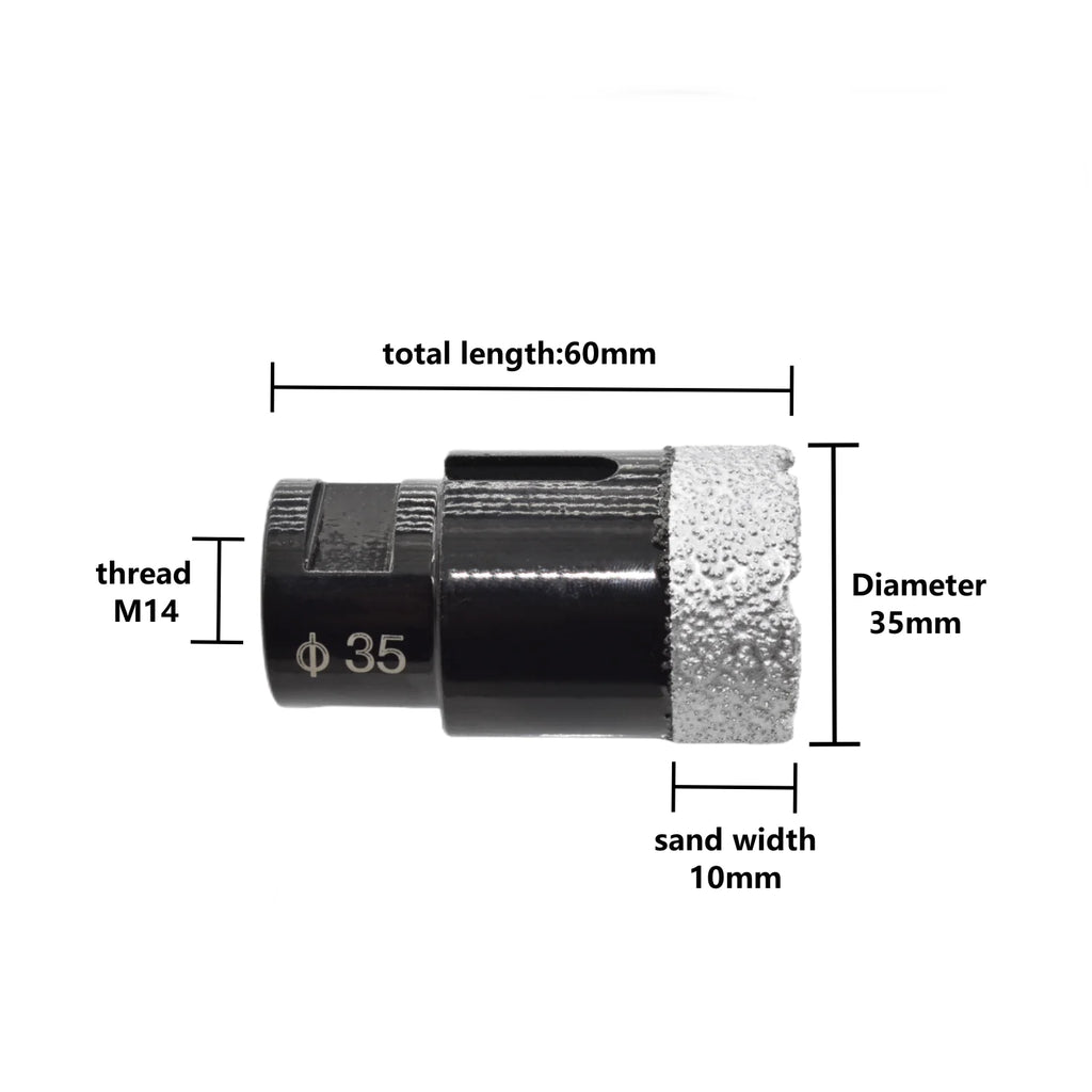 1pc Dry Diamond Porcelain Drilling Core Bits Ceramic Tile Hole Saw Cutter Granite Marble Drill Bits with M14 Thread Opener