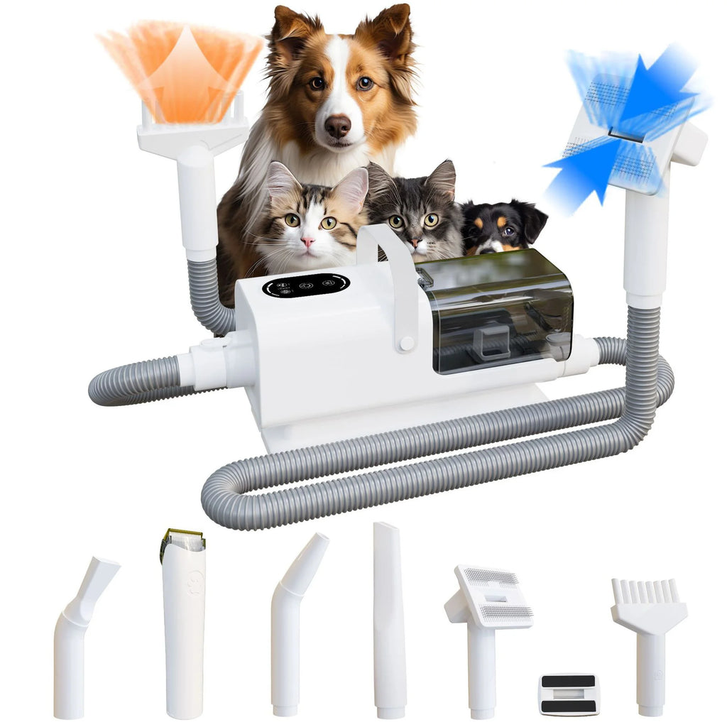 All-in-One Pet Grooming Vacuum Dryer Clipper Kit Professional Dog Cat Hair Vacuum Blower Trimmer Set Pet Hair trimmer with vacuum Blower professional dog grooming kit