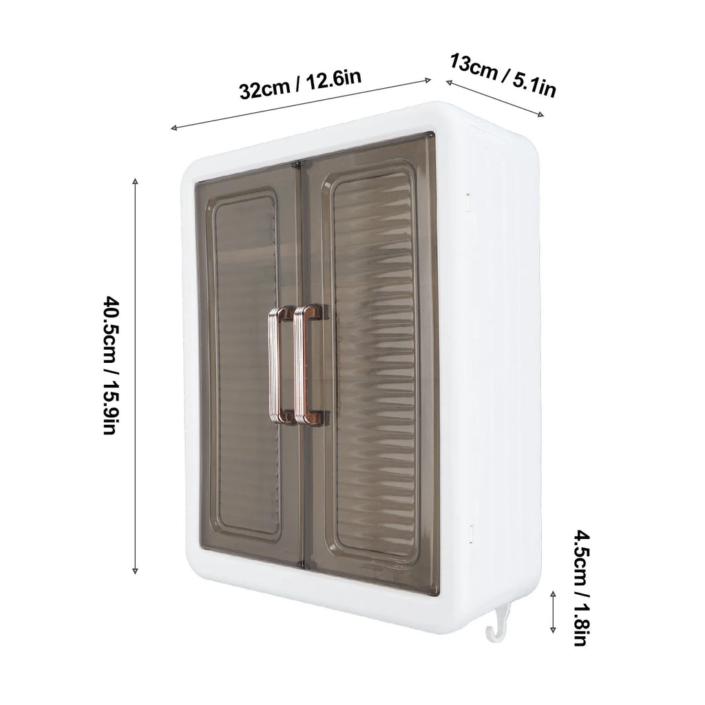 Cosmetics Wall Storage Cabinet PP Stable Large Capacity Bathroom Cabinet Wall Mounted Multifunctional Space Saving for Bedroom
