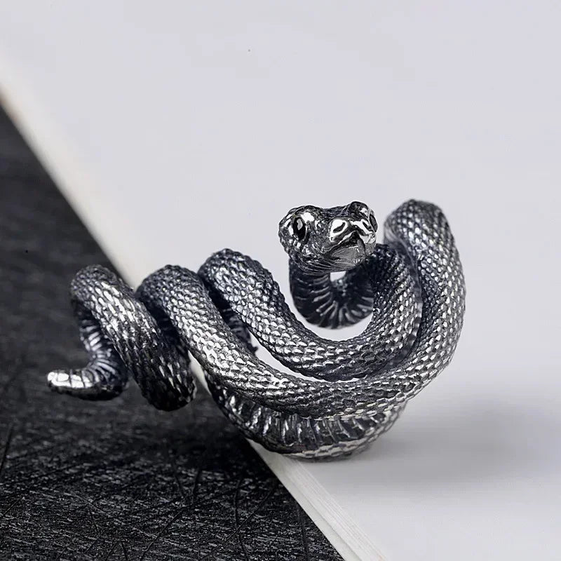 Vintage Gothic Snake Coiled Demon Skull Pendant Necklace for Men Boys Rock Party Halloween Jewelry Gift
