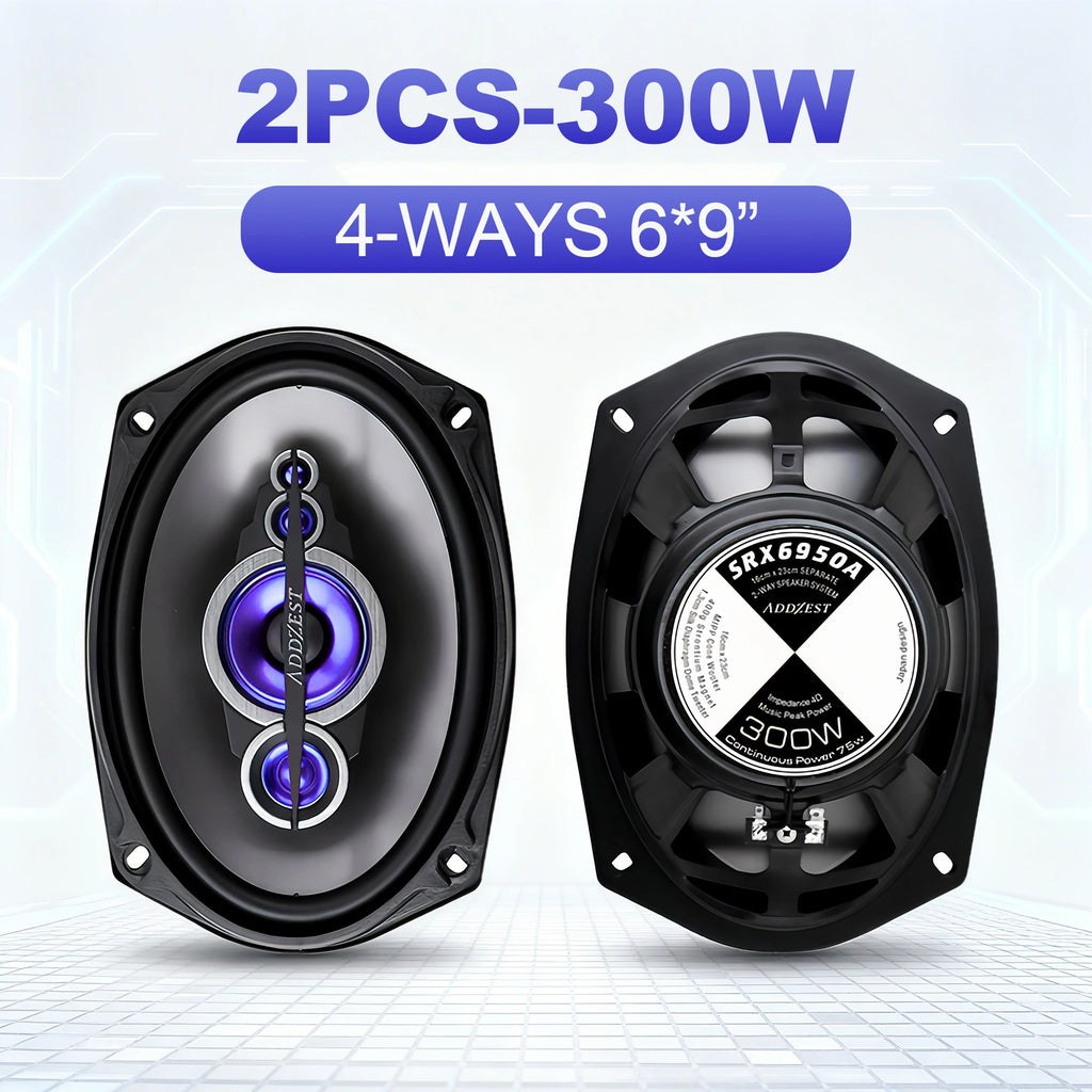 2PCS 6*9" Upgrade Coaxial Car Speakers, 300W Max, 4Ohm, Premium Quality Car Audio Door Speakers,  PEI Tweeter Hybrid Surround