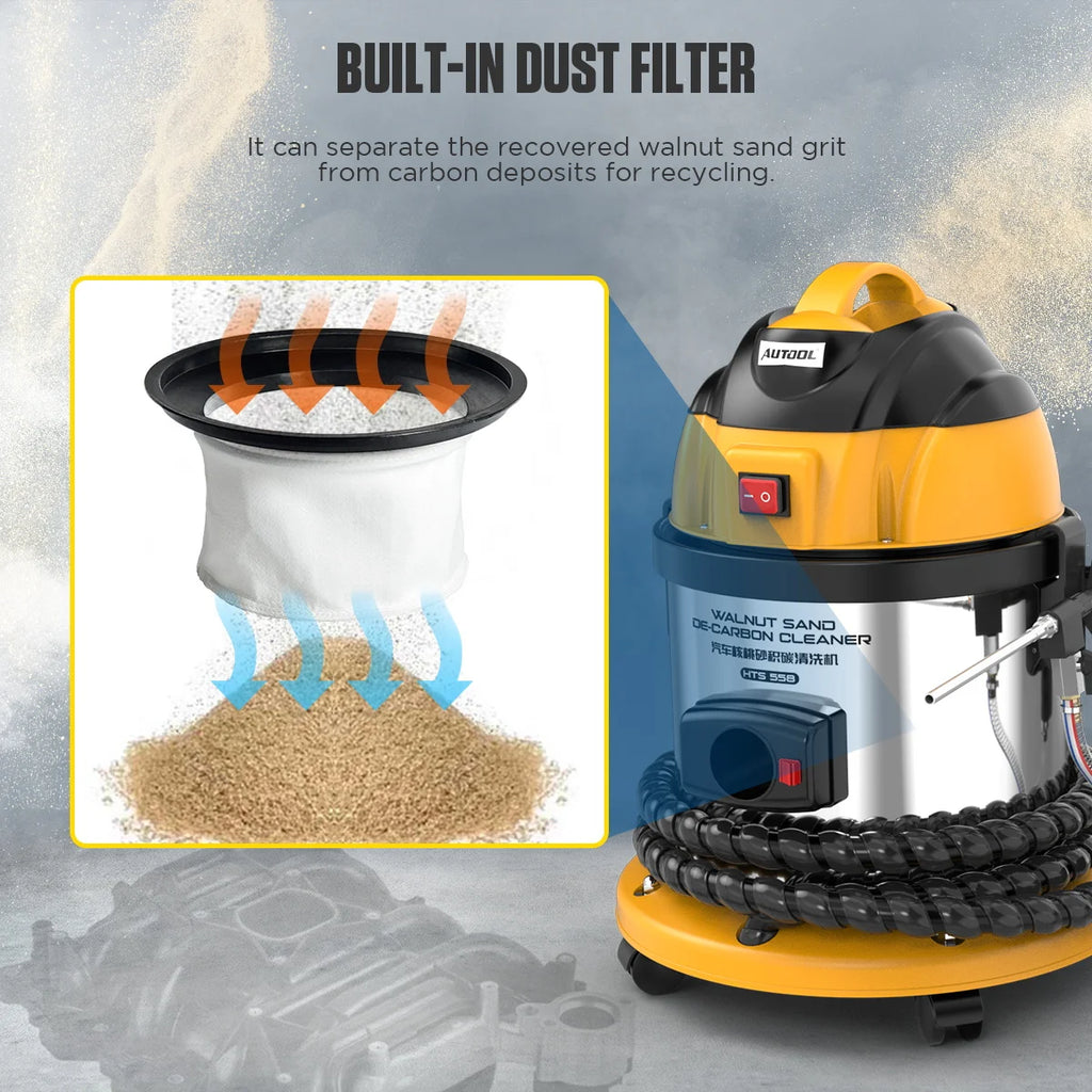 AUTOOL HTS558 Auto Engine Decarbonizer Walnut Sand Cleaner Carbon Cleaning Machine Car Decarbon Machine Carbon Deposition Tester