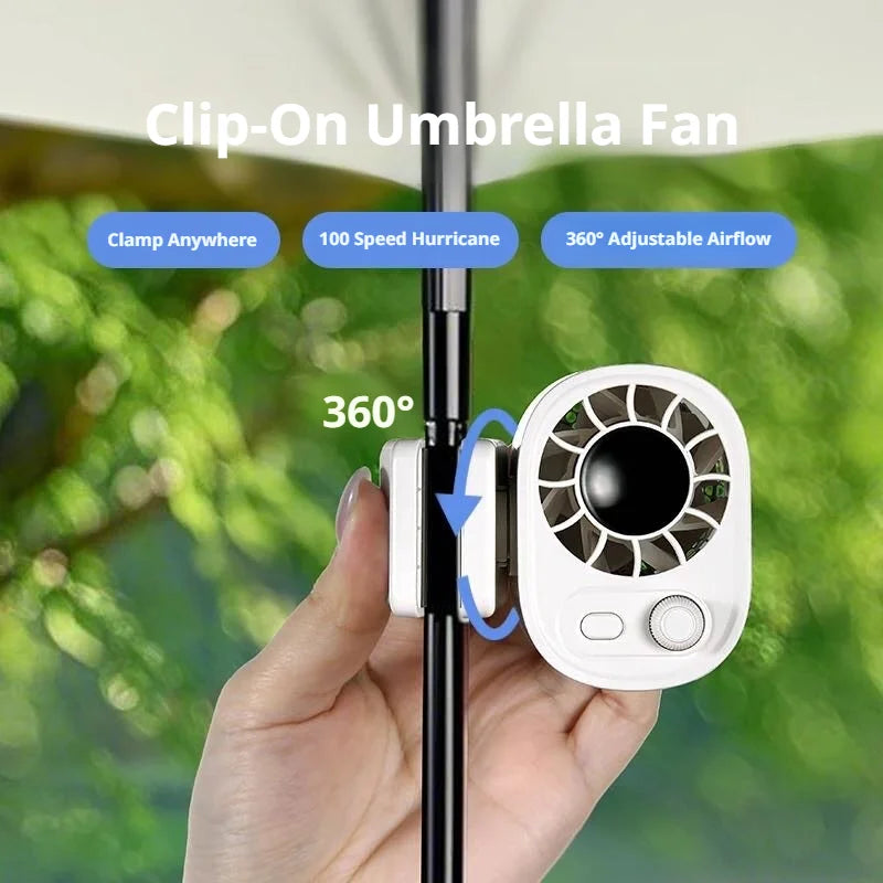 GMOX 2026 Clip-On Car Fan 360° Rotatable 100-Speed Multi-Scene Portable Fan Long Service Life Lightweight USB Rechargeable