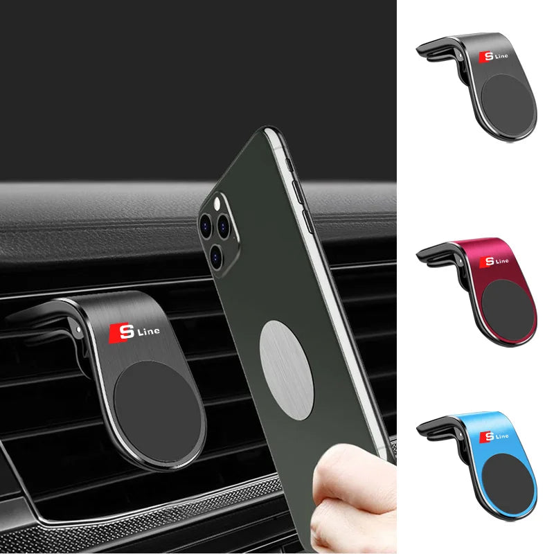 Car Magnetic L-shaped GPS Phone Holder Air Outlet Clip For Audi Q7 Q3 Q5 R8TT S5 S6 RS Sline Quattro A4 A5 A6 RS4 S3 RS5 RS6 RS7