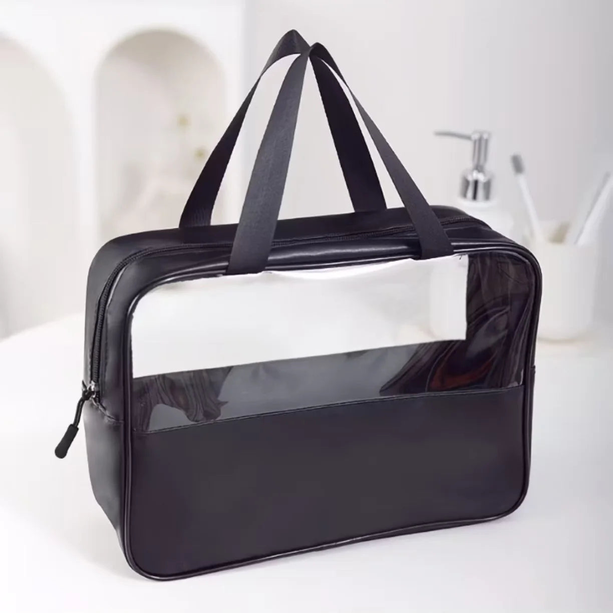 Portable Travel Wash Bag Female Transparent Waterproof Makeup Storage Pouch Large Capacity Cosmetic Organizer Pu Material