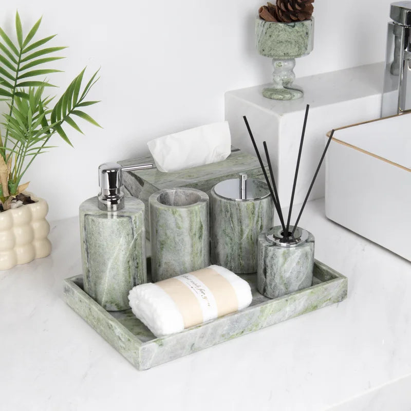 Light luxury marble bathroom, bathroom, storage tray, six-piece set, hotel, homestay bathroom, foreign trade cross-border