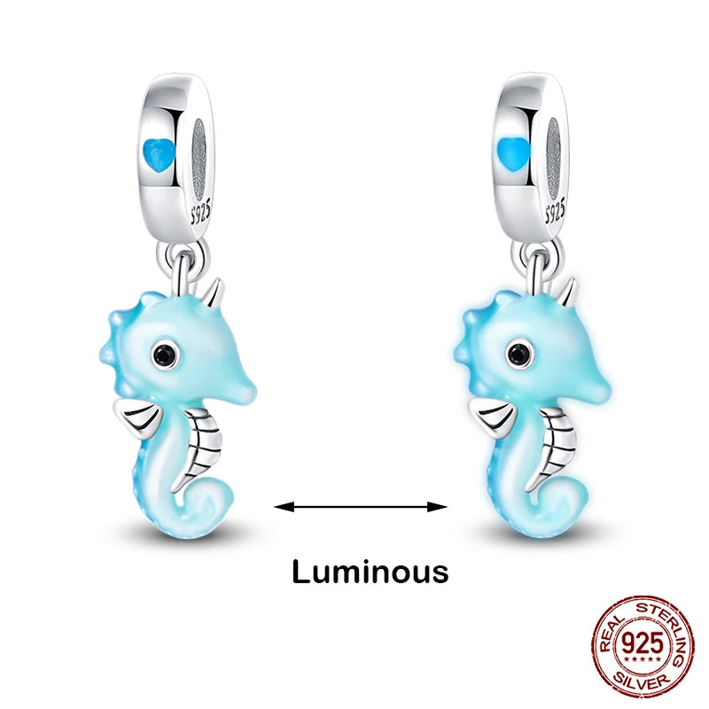 Hot Sale 925 Silver Glow in the dark Firefly Honeybee Star Charms Beads Fit Qikaola 925 Original Bracelets Fine DIY Jewelry Gift