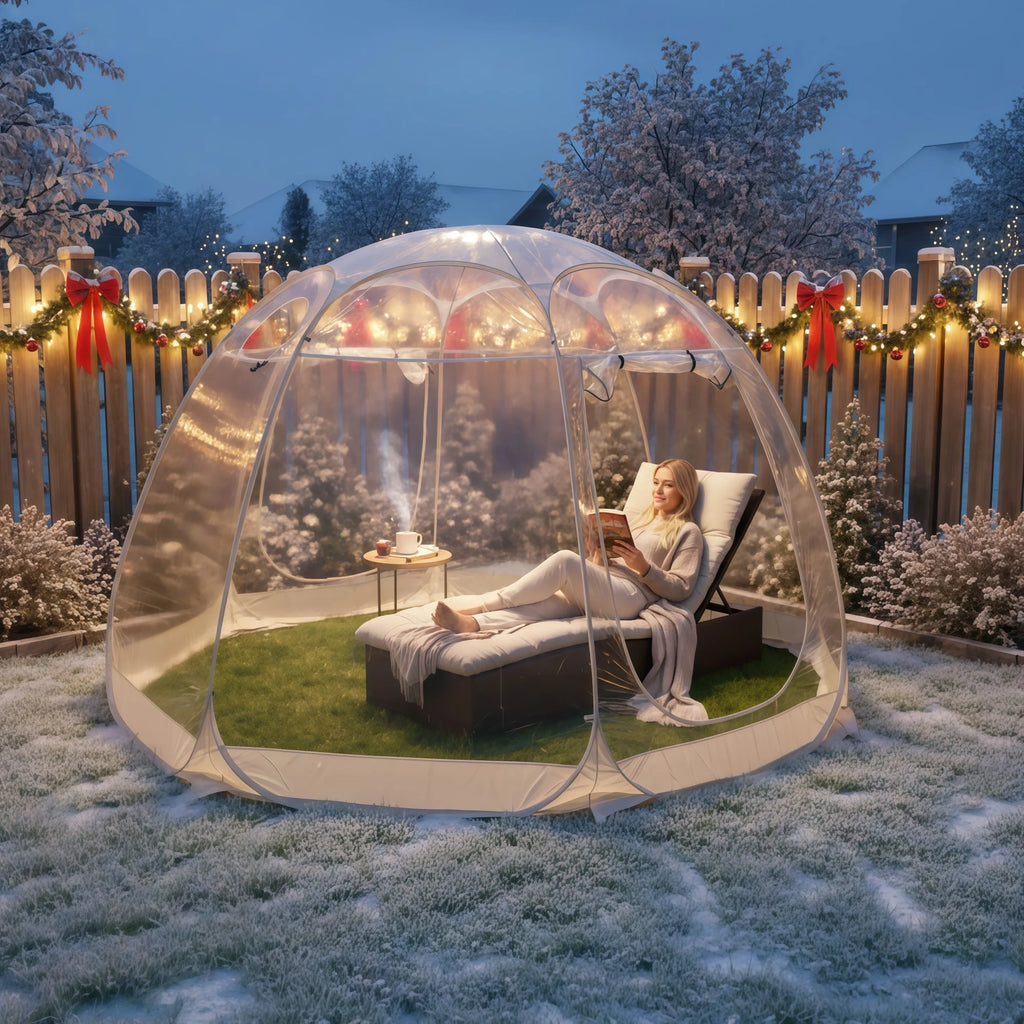 Large Instant Pop-Up Bubble Tent, Weatherproof Outdoor Igloo Screen House, Oversize Camping Pod, Patio Cold Protection