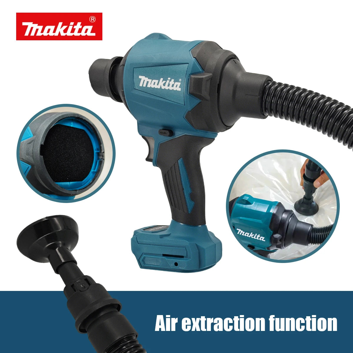 Makita DAS180 18V Cordless Air Blower Multifunction Dusting Machine with Nozzle Air Dust Removal Gun And Inflator Tool