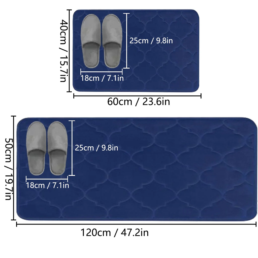 2pcs Long flannel bathroom absorbent mat thick sponge shower room toilet anti-slip mat bathtub mat home entrance mat