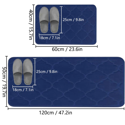 2 tapis de bain absorbants longs en flanelle, tapis antidérapant épais en éponge pour salle de douche et toilettes, tapis de baignoire, tapis d'entrée pour la maison